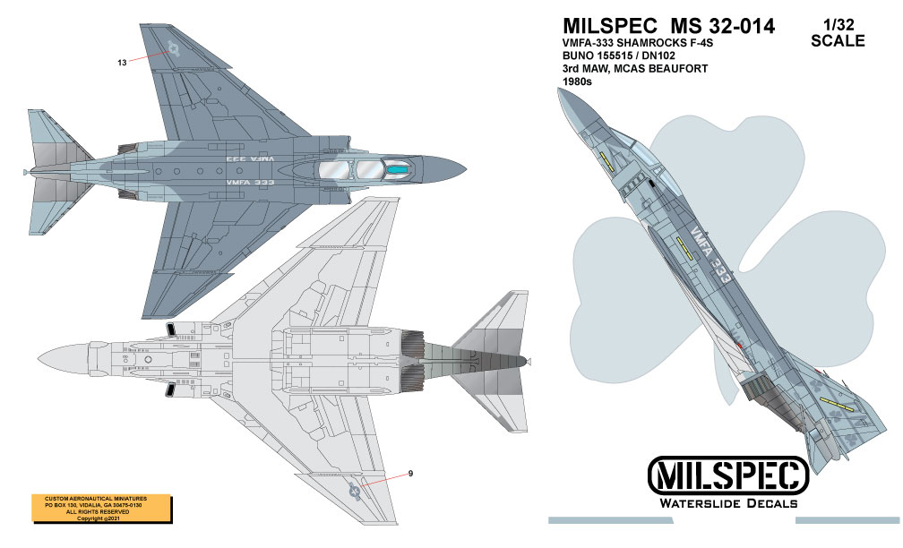 CAM Decals MILSPEC MS 32-014 obtisky 1/32 F-4S VMFA-333