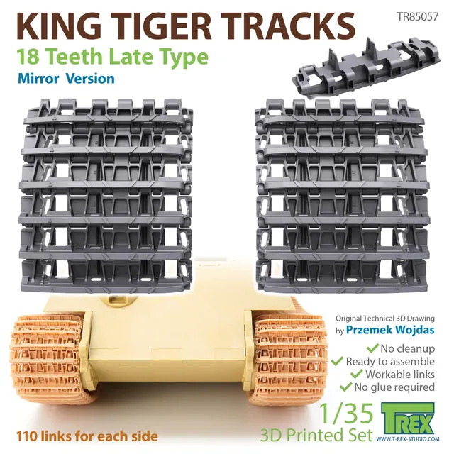 T-Rex Studio TR85057 pásy King Tiger 18 zubů 1/35 zrcadlové