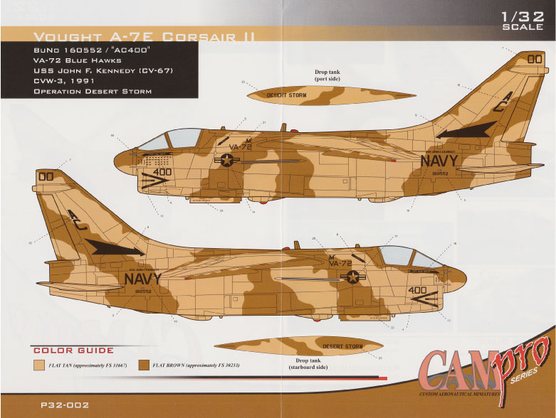 CAM Decals CAM PRO P32-002 obtisky 1/32 A-7E Corsair II VA-72