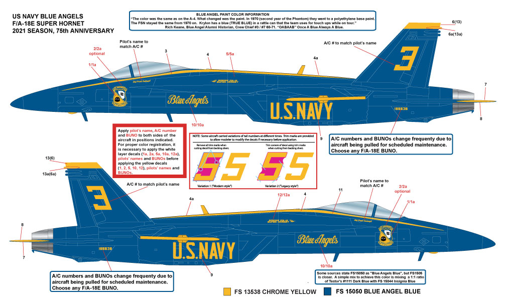 CAM Decals MILSPEC MS 32-056 obtisky 1/32 F/A-18E/F Blue Angels