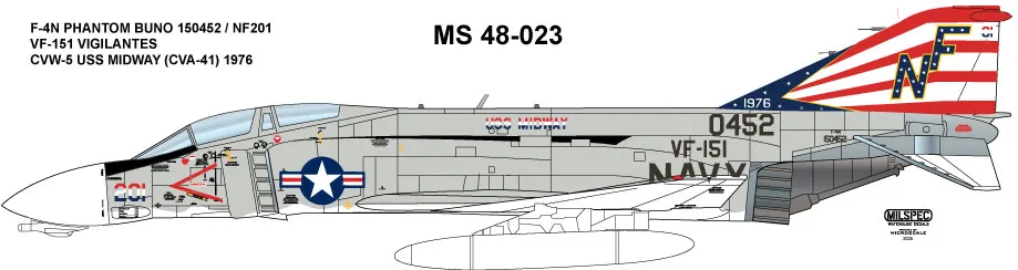 CAM Decals MILSPEC MS 48-023 obtisky 1/48 F-4N VF-151