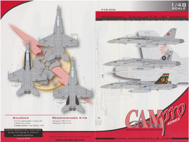 CAM Decals Cam Pro P48-008 obtisky 1/48 Hornet