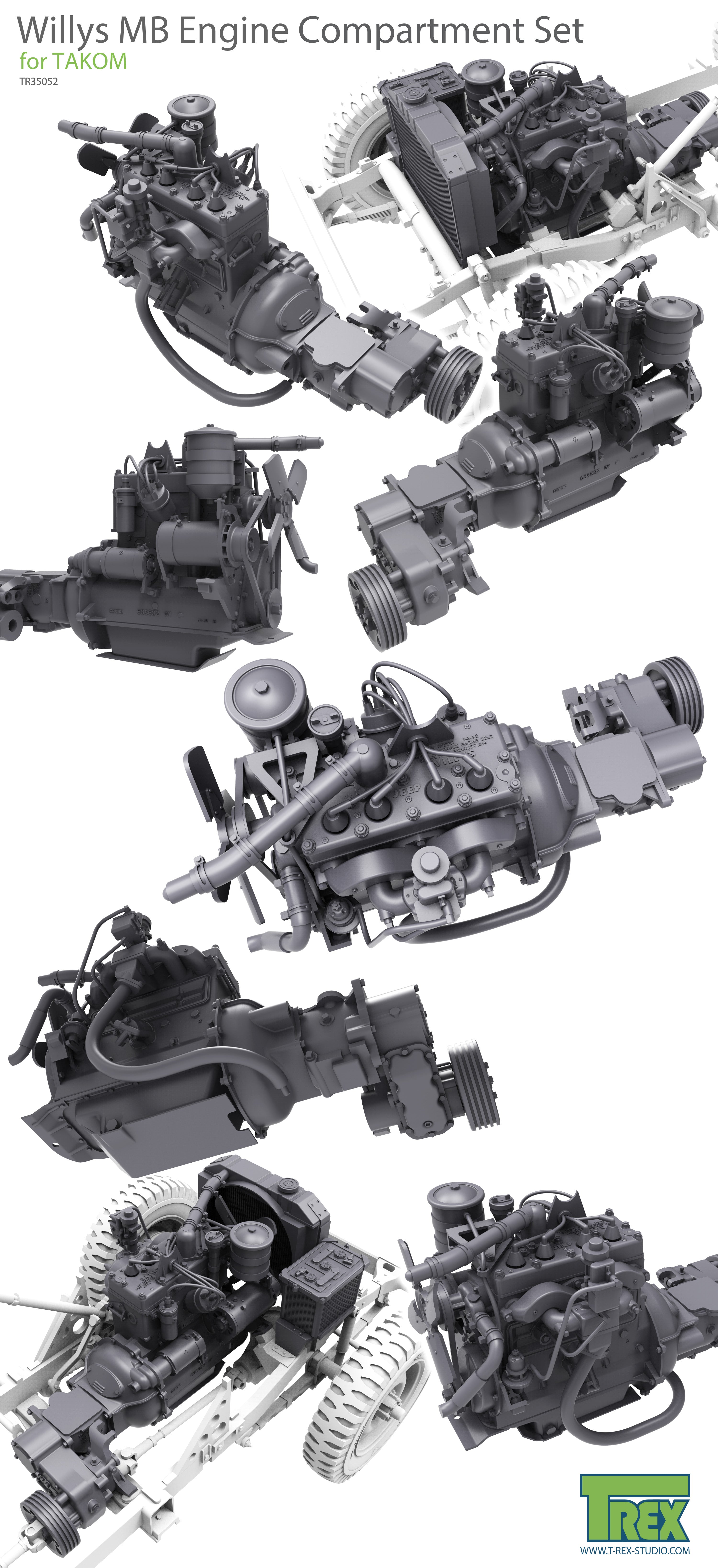 T-Rex Studio TR35052 Willys MB motor 1/35 Takom