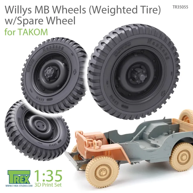T-Rex Studio TR35055 kola Willys MB 1/35 zatížená +rezerva