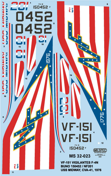 MILSPEC MS 32-023 obtisky 1/32 VF-151 F-4N