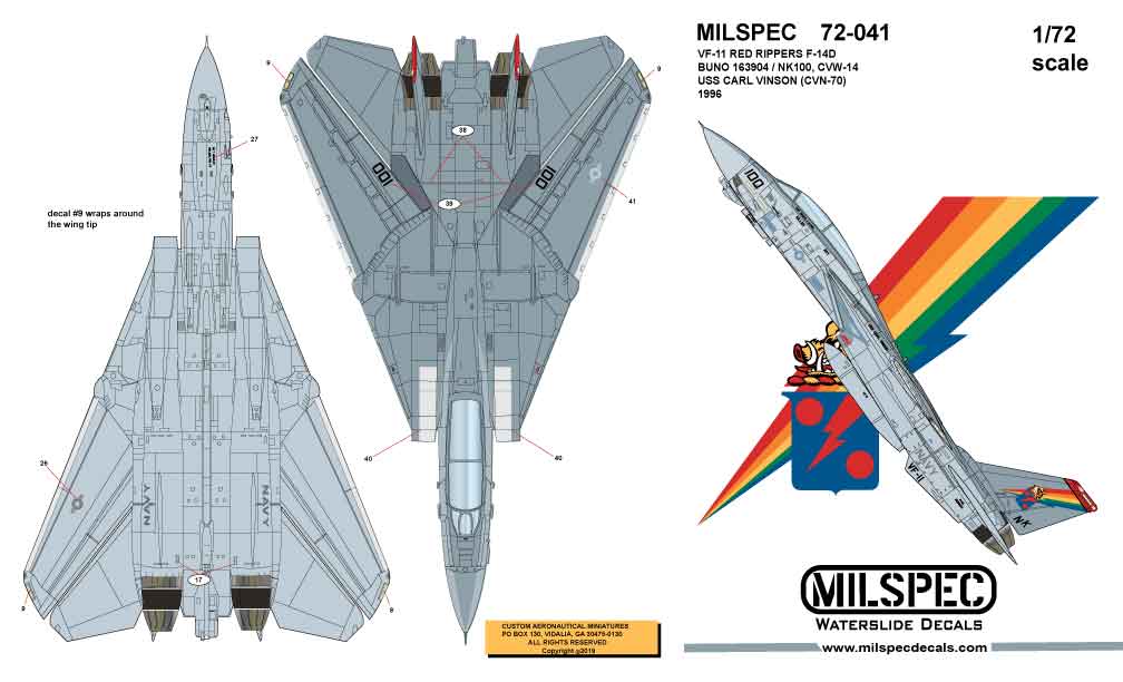 CAM Decals Milspec MS 72-041 obtisky 1/72 F-14D VF-11