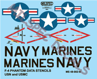 CAM Decals MILSPEC MS 48-002 obtisky 1/48 F-4 popisky