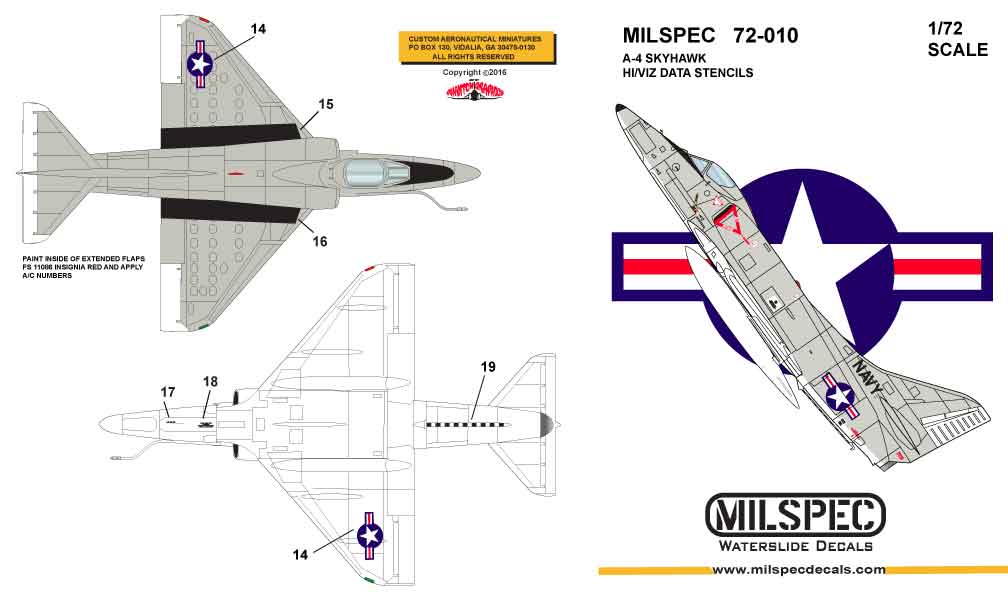 CAM Decals MILSPEC MS 72-010 obtisky 1/72 A-4 Skyhawk data