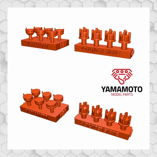 Yamamoto Model Parts rozdělovače pro 4válcové motory 3D tisk