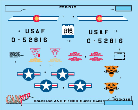CAM Decals CAM PRO P32-018 obtisky 1/32 F-100D Colorado ANG