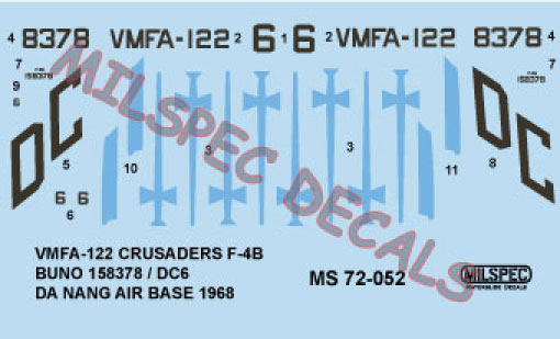 CAM Decals MILSPEC MS 72-052 obtisky 1/72 F-4B VMFA-122