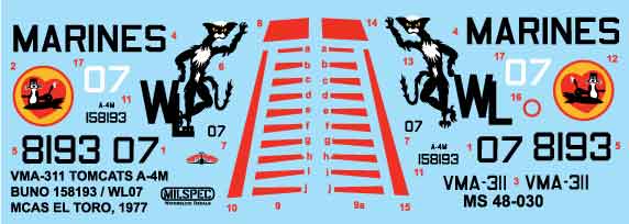 CAM Decals MILSPEC MS 48-030 obtisky 1/48 A-4M VMA-311