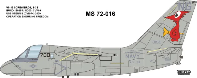 CAM Decals MILSPEC MS 72-016 obtisky 1/72 S-3B Viking VS-33