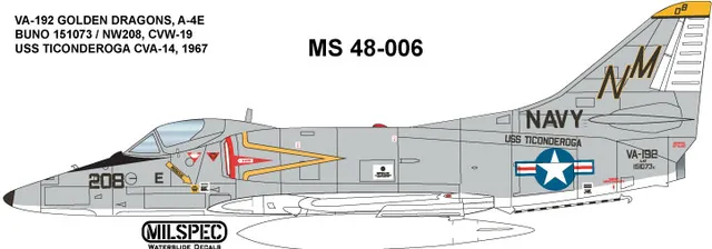 CAM Decals Milspec MS 48-006 obtisky 1/48 A-4E Skyhawk VA-192