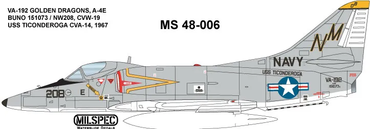 CAM Decals Milspec MS 48-006 obtisky 1/48 A-4E Skyhawk VA-192