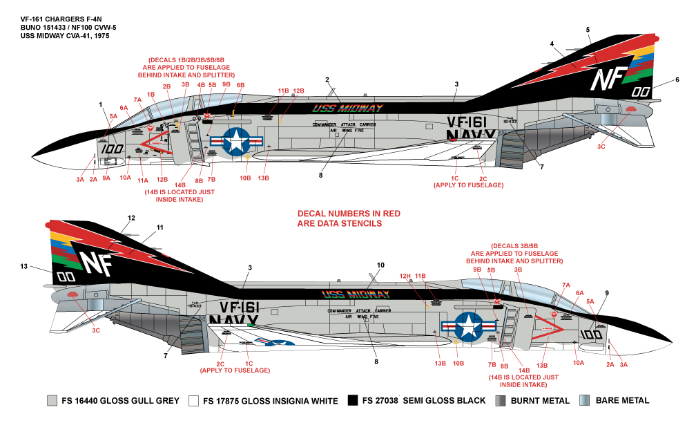 CAM Decals Milspec MS 32-025 obtisky 1/32 F-4N VF-161