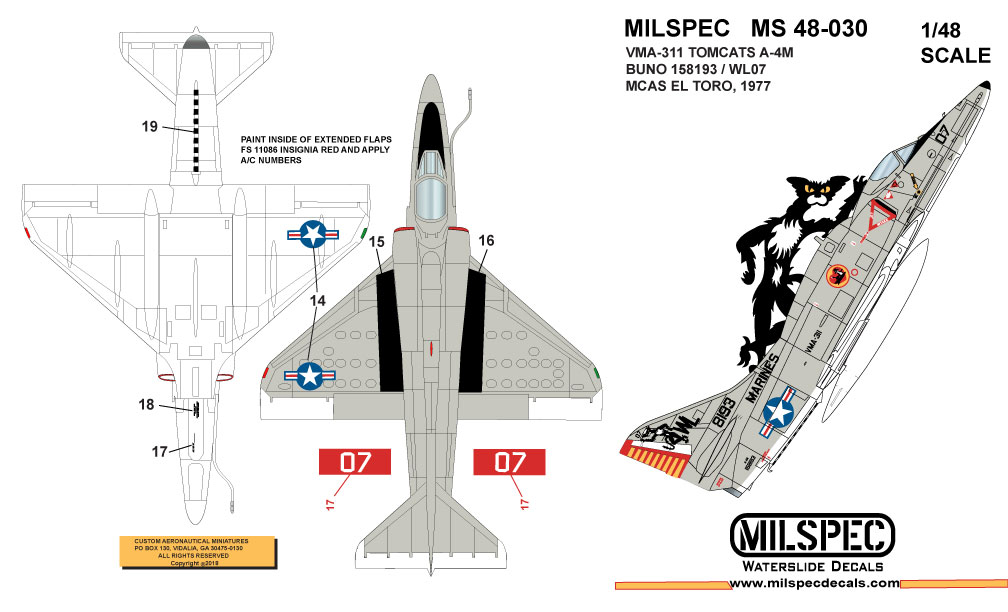 CAM Decals MILSPEC MS 48-030 obtisky 1/48 A-4M VMA-311