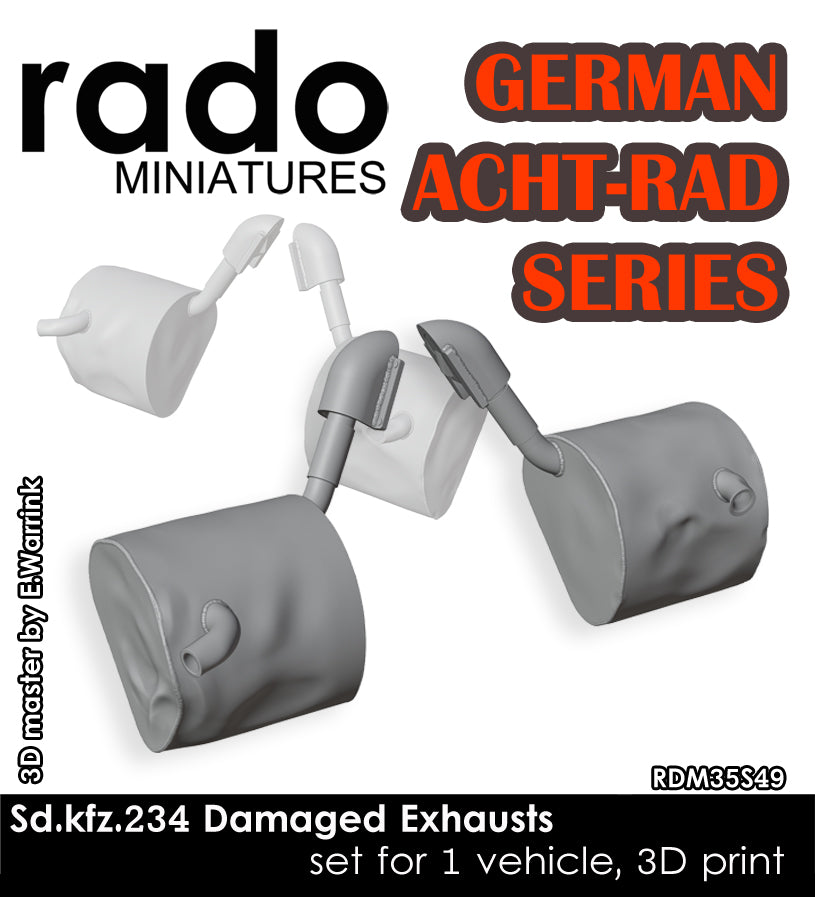 Rado Miniatures RDM35S49 výfuky Sd.Kfz.234 1/35 3D tisk