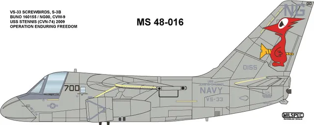 CAM Decals MILSPEC MS 48-016 obtisky 1/48 S-3B