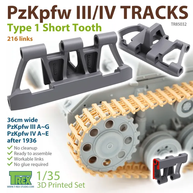 T-Rex Studio TR85032 pásy 1/35 PzKpfw III/IV Short Tooth