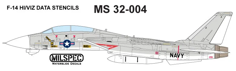 CAM Decals MILSPEC MS 32-004 obtisky 1/32 F-14A popisky