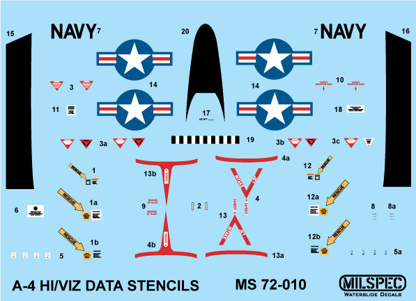 CAM Decals MILSPEC MS 72-010 obtisky 1/72 A-4 Skyhawk data