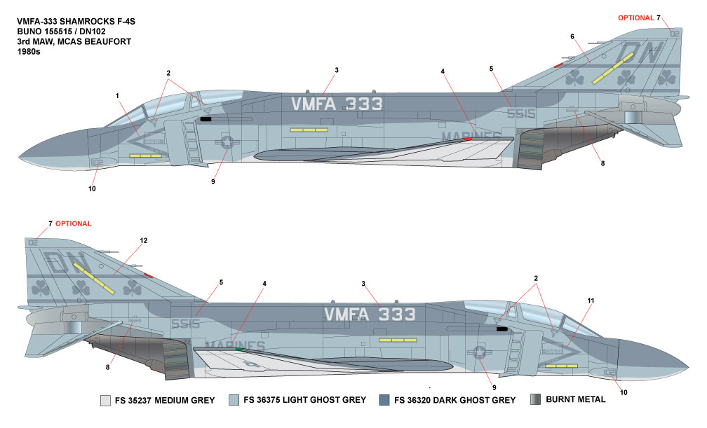 CAM Decals MILSPEC MS 48-014 obtisky 1/48 F-4S VMFA-333