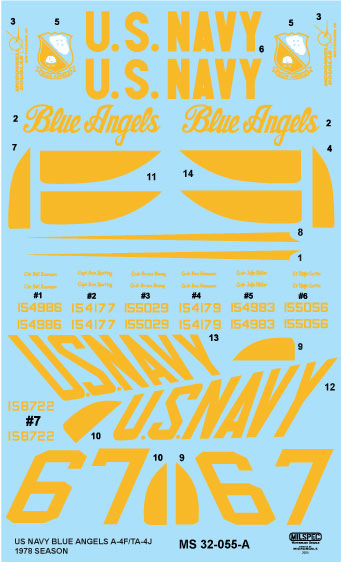 CAM Decals MILSPEC MS 32-055 obtisky 1/32 A-4F Blue Angels