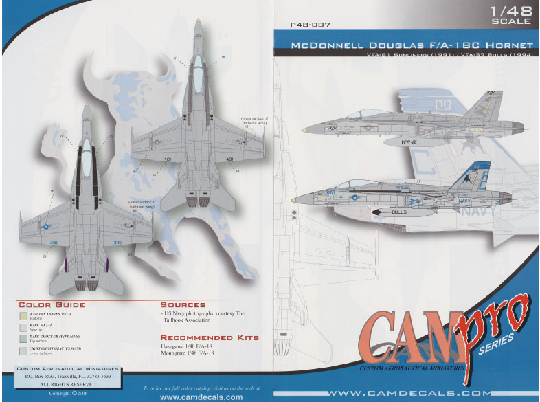 CAM Decals CAM Pro P48-007 obtisky 1/48 F/A-18C Hornet VFA-81