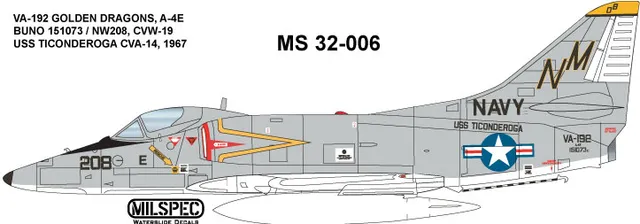 CAM Decals MILSPEC MS 32-006 obtisky 1/32 A-4E VA-192