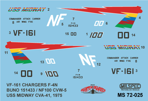 CAM Decals Milspec MS 72-025 obtisky 1/72 F-4N VF-161