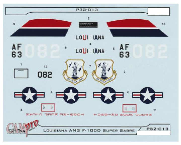 CAM PRO P32-013 obtisky 1/32 F-100D Louisiana ANG