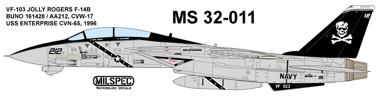 CAM Decals MILSPEC MS 32-011 obtisky 1/32 F-14B VF-103
