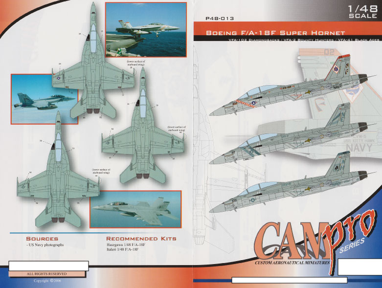 CAM Decals CAM PRO P48-013 obtisky 1/48 F/A-18F VFA-2/41/102
