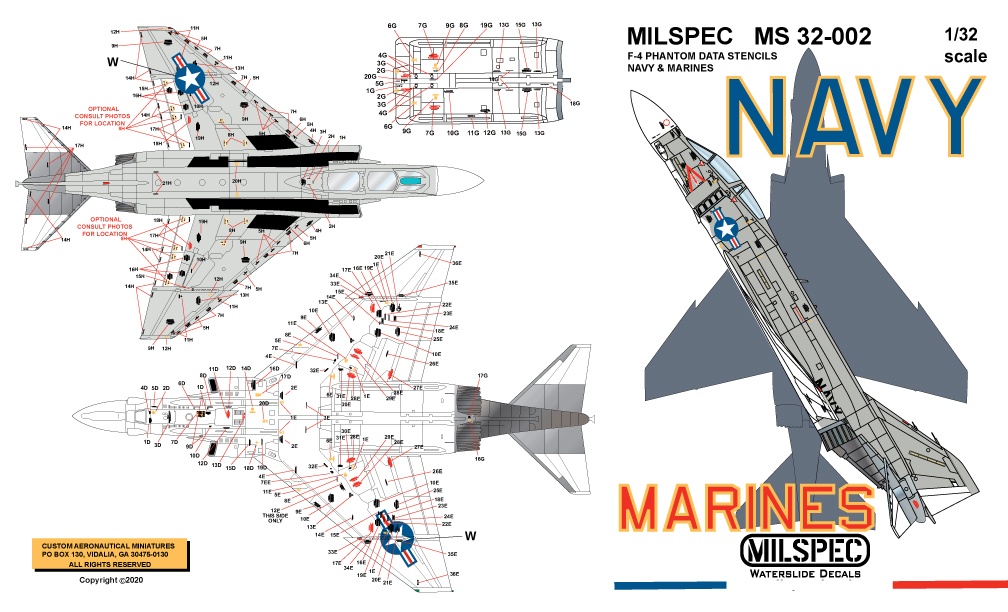 CAM Decals Milspec MS 32-002 obtisky 1/32 F-4 popisky