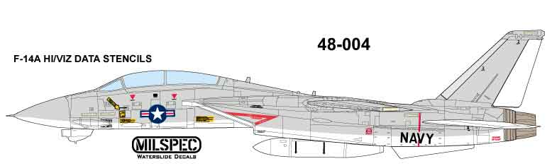 CAM Decals MILSPEC MS 48-004 obtisky 1/48 F-14A popisky