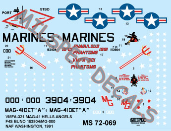 CAM Decals Milspec MS 72-069 obtisky 1/72 F-4S VMFA-321