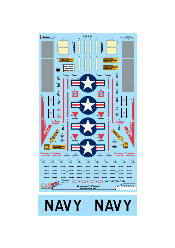 CAM Decals MILSPEC MS 32-018 obtisky 1/32 F-14A VF-2