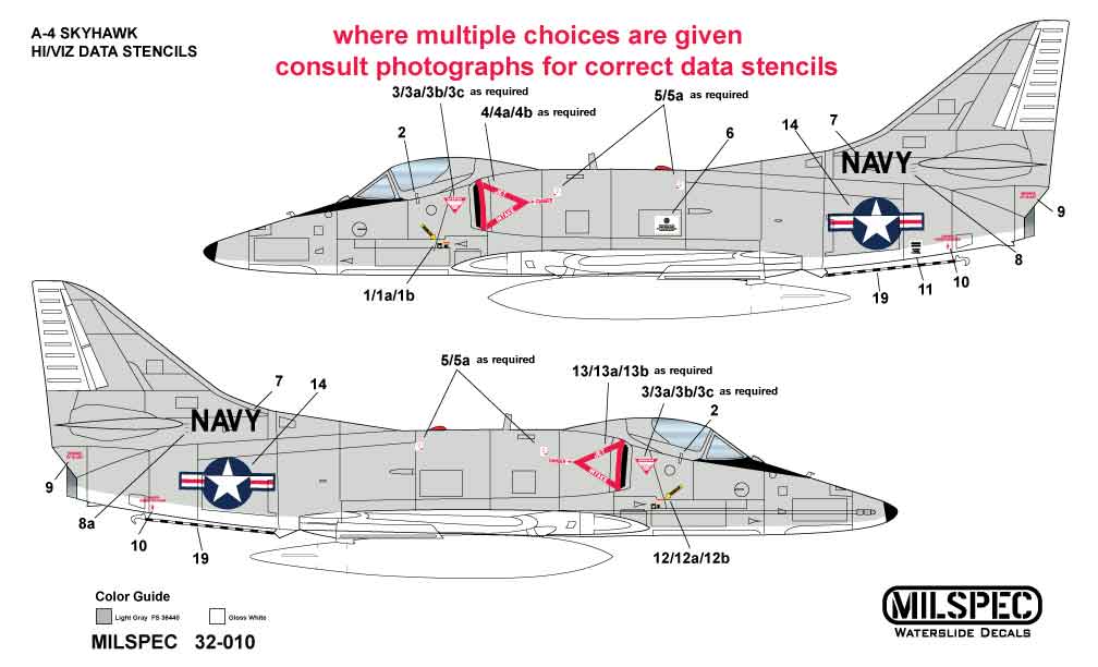 CAM Decals MILSPEC MS 32-010 obtisky 1/32 Skyhawk