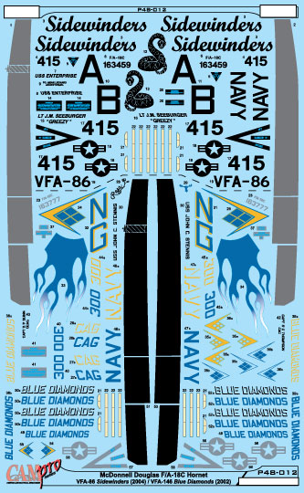 CAM Decals CAM PRO P48-012 obtisky 1/48 F/A-18C Hornet VFA-86