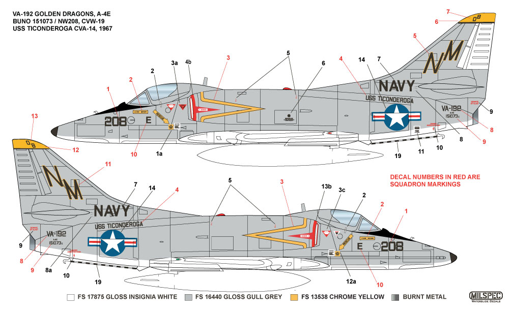 CAM Decals MILSPEC MS 72-006 obtisky 1/72 A-4E VA-192