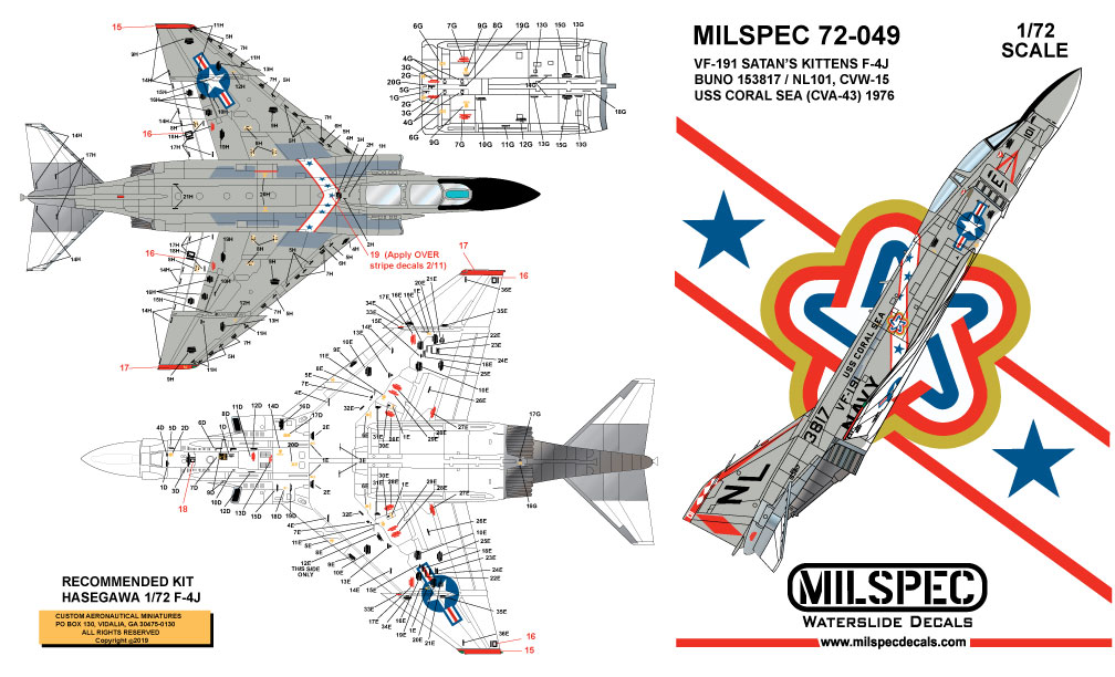CAM Decals Milspec MS 72-049 obtisky 1/72 F-4J VF-191