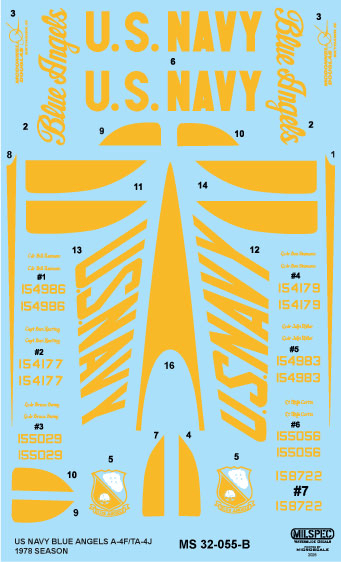 CAM Decals MILSPEC MS 32-055 obtisky 1/32 A-4F Blue Angels